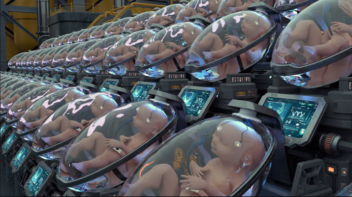 Conceito que oferece aos pais a possibilidade de 'produzir' bebês personalizados com a ajuda de úteros artificiais. — Foto: Reprodução/Youtube