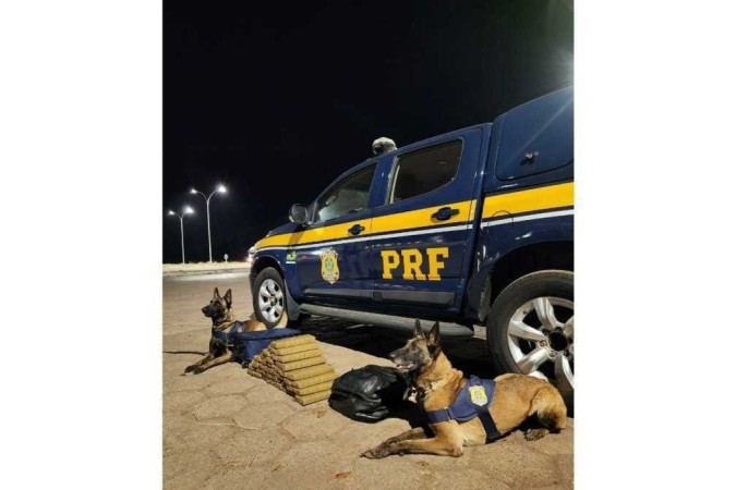 A passageira disse à PRF que pegou a droga na rodoviária de São Paulo e entregaria em Salvador. - (crédito: Divulgação/PRF)