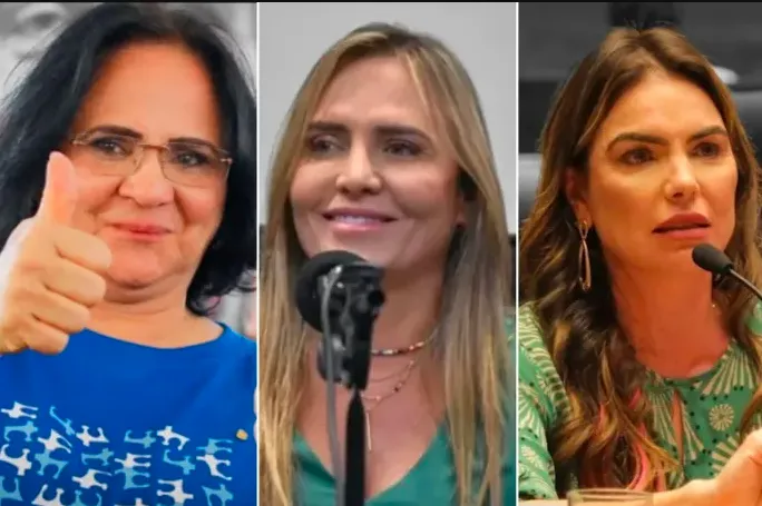 Em destaque: Senadora Damares Alves, vice-governadora Celina Leão e a deputada distrital Paula Belmonte | Imagem: Montagem/Redes Sociais