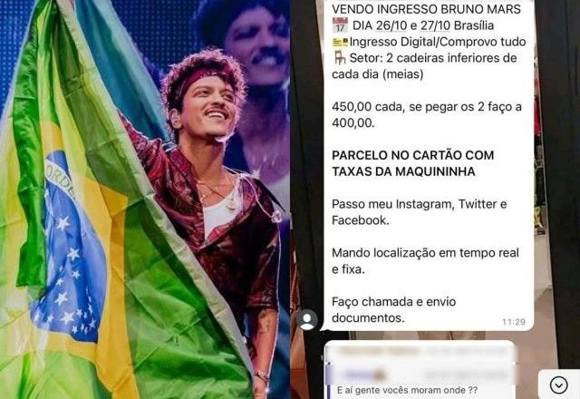 Ingresso / Bruno Mars / Reprodução / Instagram