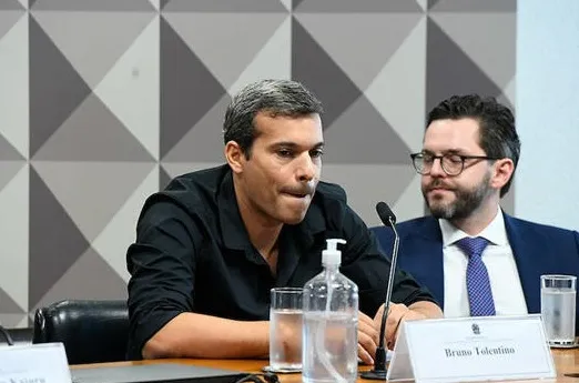 Bruno Tolentino, tio de Lucas Paquetá, ficou em silêncio durante reunião para a qual foi convocado na CPI. Foto: Marcos Oliveira / Agência Senado