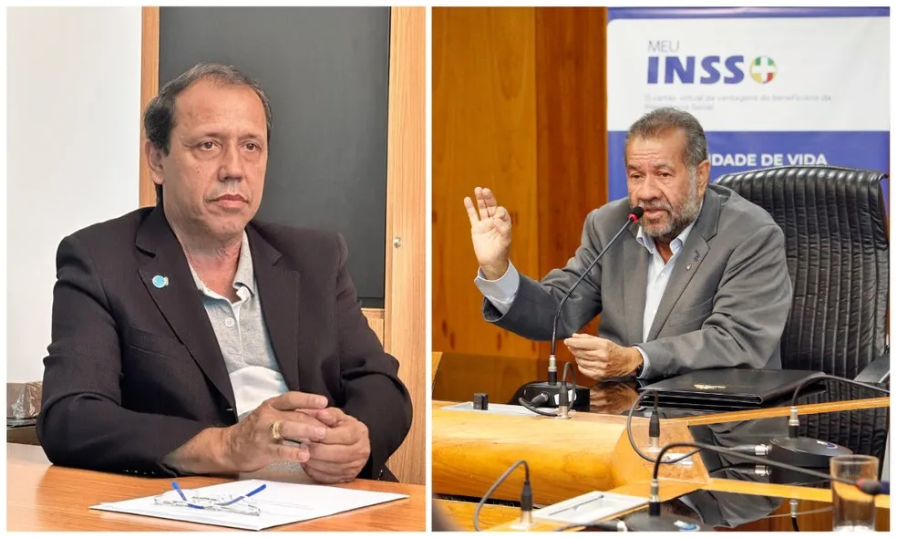 Presidente do Sindicato Nacional dos Aposentados, Pensionistas e Idosos (Sindnapi), Milton Cavalo, e ministro da Previdência Social, Carlos Lupi / Reprodução/Sindnapi e Bruno Peres/Agência Brasil