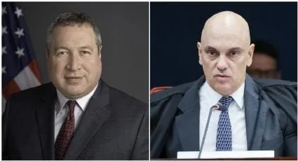 Coordenador de Sanções do Departamento de Estado dos Estados Unidos, David Gamble e ministro do Supremo, Alexandre de Moraes / Montagem / Antonio Augusto / STF / Departamento de Estado dos EUA / Divulgação