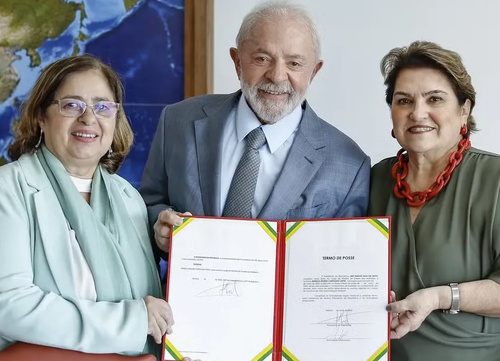 Cida Gonçalves, presidente Lula e ministra Márcia Lopes / Ricardo Stuckert / PR