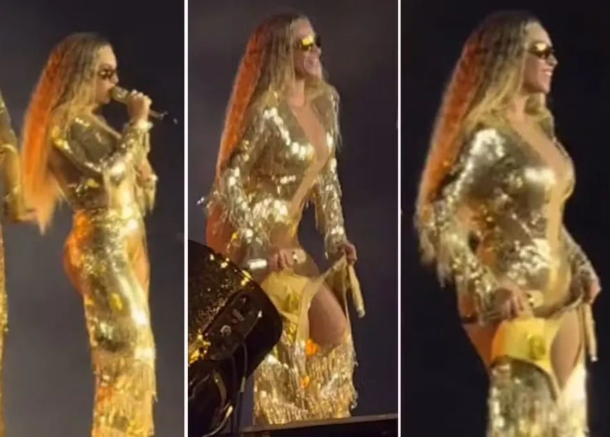 Em show na França, cai a calça de Beyonce, só restou sorrir / Reprodução / Instagram