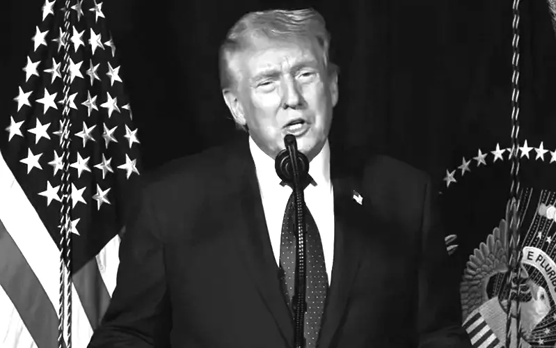 Donald Trump durante discurso sobre a guerra contra o Irã/Reprodução/Rede social