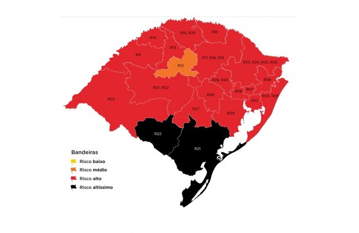 Regiões de Pelotas e Bagé estão em bandeira preta Governo do RS / Divulgação