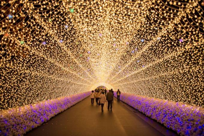 Túnel no Parque de Flores Nabana no Sato, na província japonesa de Mie (dodotone/Shutterstock)