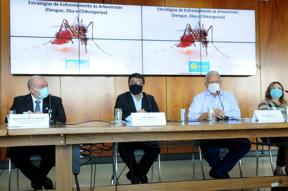 O planejamento da campanha de enfrentamento às arboviroses foi apresentado no salão nobre do Palácio do Buriti, nesta segunda-feira (8) | Foto: Paulo H. Carvalho/Agência Brasília