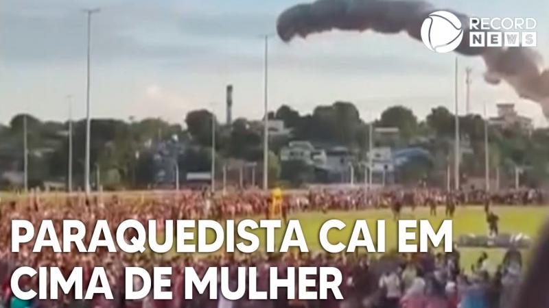 Paraquedista cai em cima de mulher durante aterrissagem